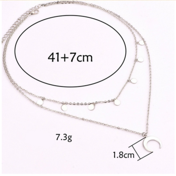 🍒 Horn 📯  Silver Sequin Layered Necklace - Picture 4 of 7